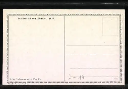 Künstler-AK Ferienreise mit Eilpost im Jahre 1830