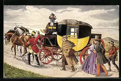 AK Eilpost mit Bergvorgespann, 1848