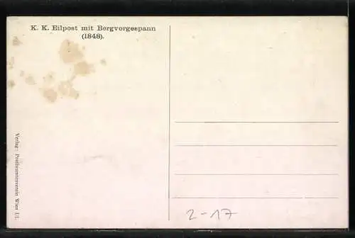 AK Eilpost mit Bergvorgespann, 1848