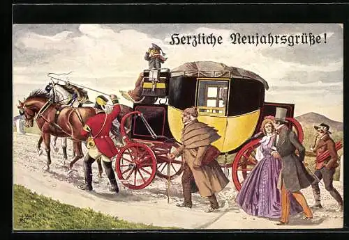 AK Eilpost mit Bergvorgespann, 1848