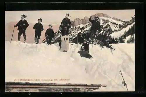 AK Bergsteiger im Alpsteingebirge, Reslenalp mit Alpsiegel