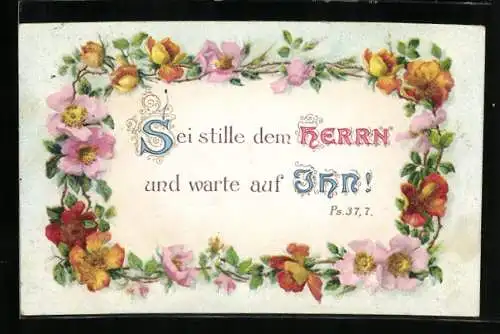 AK Sei stille dem Herrn und warte auf Ihn!, Ps. 37, 7., religiöser Sinnspruch