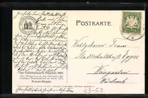 AK Kronengruppe 1907, München-Karlsplatz 6