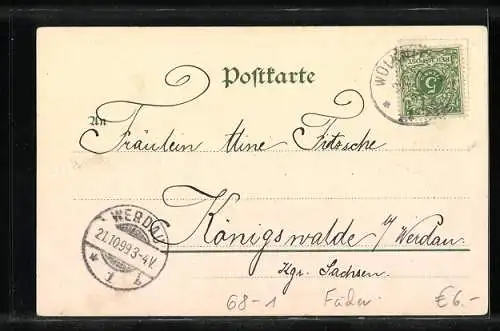 AK Fächer mit verschiedenen Blumen