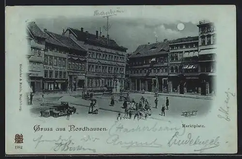 Mondschein-AK Nordhausen, Marktplatz
