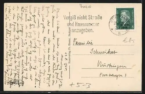 AK Stuttgart, Weissenhofsiedlung, Strassenpartie mit Hochhaus, Bauhaus