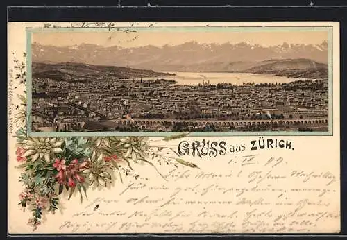 Lithographie Zürich, Ortspanorama