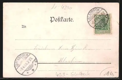 Lithographie Gladbeck i. W., Idyll am Restaurant Waldfriede