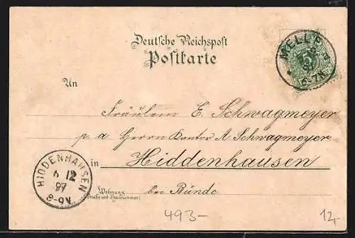 Lithographie Bad Melle, Waldmeister, Weberhaus, Berglust, Dietrichsburg