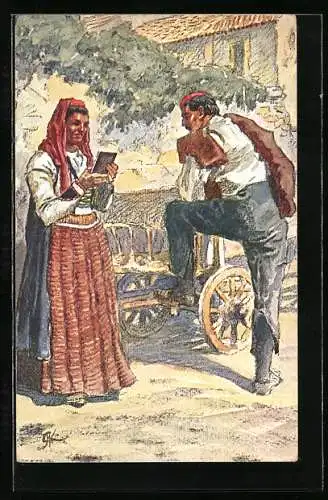 Künstler-AK Nosnje splitske okolice, Dalmatiner in Tracht