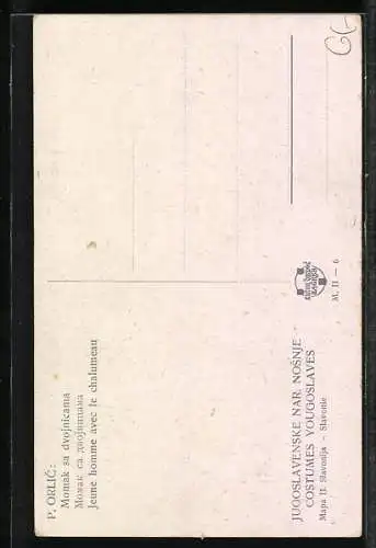 Künstler-AK Junger Mann in Tracht beim Flötenspiel