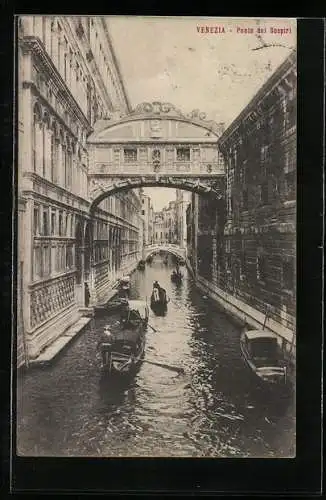 AK Venezia / Venedig, Ponte dei Sospiri, Gondeln und Seufzerbrücke