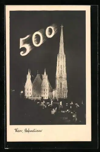AK Wien, Stefansdom bei Nacht