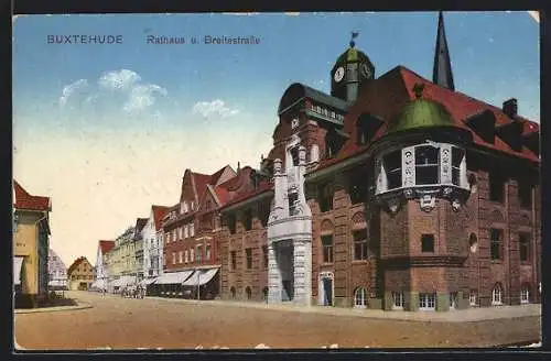 AK Buxtehude, Rathaus und Breitestrasse