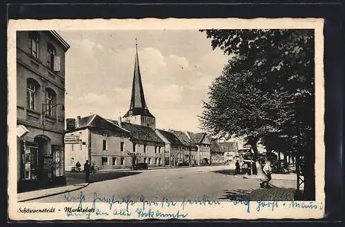 AK Schöppenstedt, Marktplatz im Sonnenschein