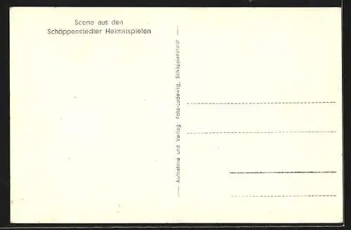 AK Schöppenstedt, Heimatspiele, Tetzel vor dem Rathaus, Theaterszene