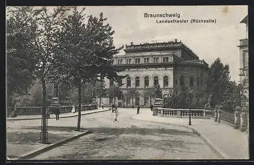 AK Braunschweig, Rückseite des Landestheaters