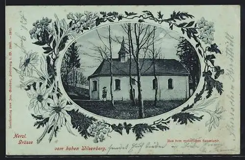 Mondschein-AK Hoher Wilzenberg /Sauerland, Kapelle im Wald