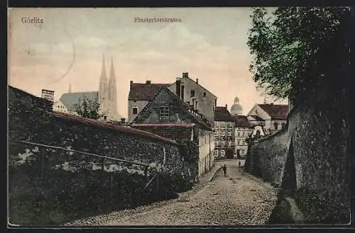 AK Görlitz, Blick entlang der Finstertorstrasse