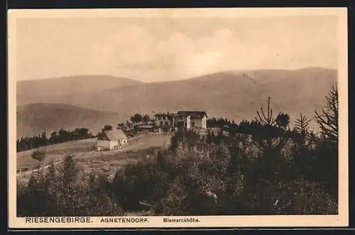 AK Agnetendorf /Riesengebirge, Blick auf die Bismarckhöhe