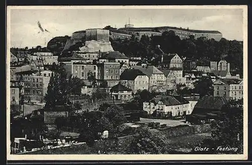 AK Glatz, Teilansicht mit Festung