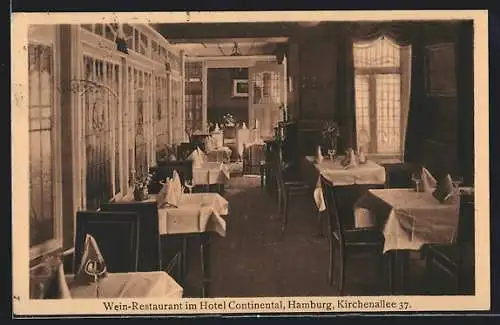 AK Hamburg-St.Georg, Weinrestaurant im Hotel Continental, Kirchenallee 37