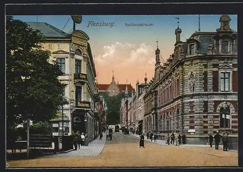 AK Flensburg, Passanten in der Rathausstrasse