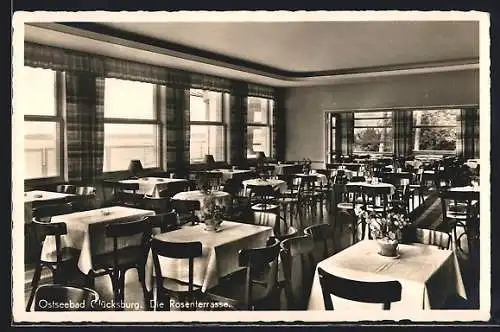 AK Glücksburg, Restaurant Die Rosenterrasse, Innenansicht