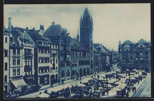 AK Basel, Marktplatz mit Rathaus