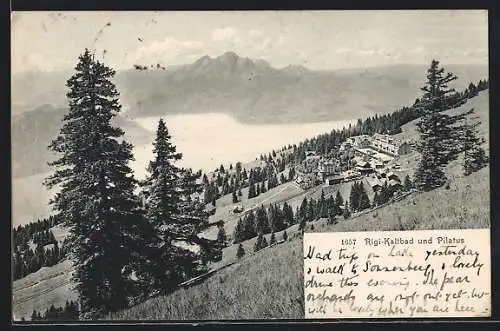 AK Rigi-Kaltbad, Blick auf Hotels und Pilatus