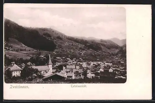 AK Zweisimmen, Totalansicht aus der Vogelschau