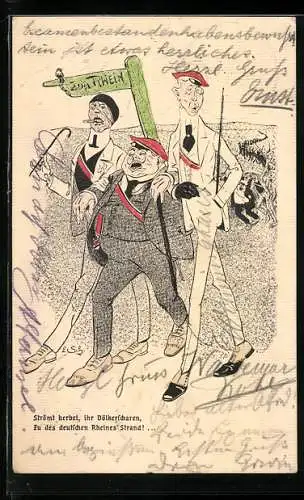 Künstler-AK Ernst Schlemo: Strömt herbei, ihr Völkerscharen, zu des deutschen Rheines Strand