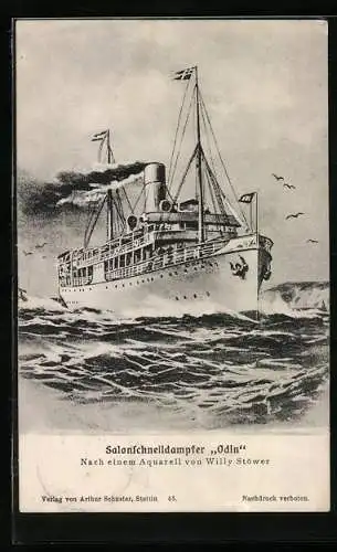 Künstler-AK Willy Stoewer: Salonschnelldampfer Odin auf offener See