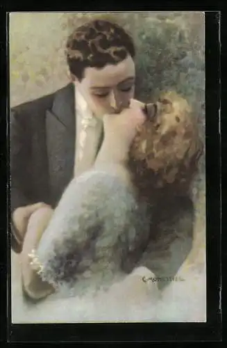 Künstler-AK C. Monestier: Inniger Kuss eines Paares