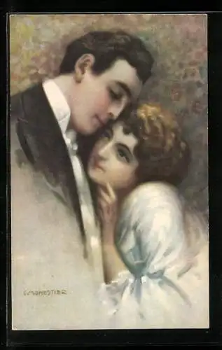 Künstler-AK C. Monestier: Paar in trauter Zweisamkeit
