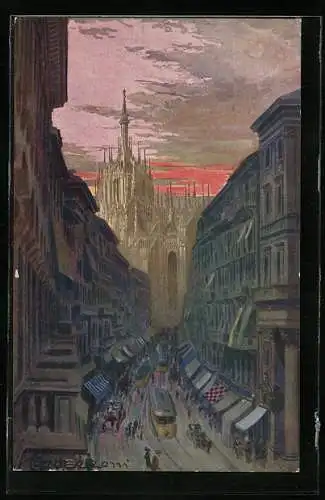 Künstler-AK G. Guerzoni: Milano, Corso Vitt. Em. II.