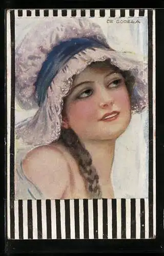 Künstler-AK de Godella: Hübsche junge Frau mit Haube