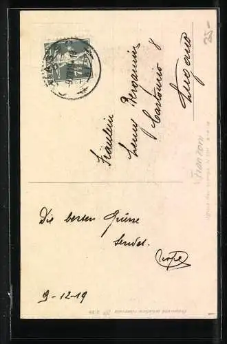 Künstler-AK Roberto Franzoni: Dame mit Gehstock