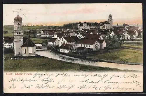 AK Messkirch, Ortsansicht mit Flusspartie