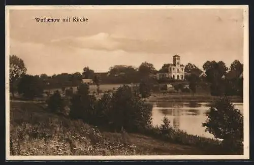 AK Wuthenow, Blick auf See und Kirche