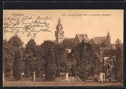AK Potsdam, Kgl. Kriegsschule vom Lustgarten gesehen