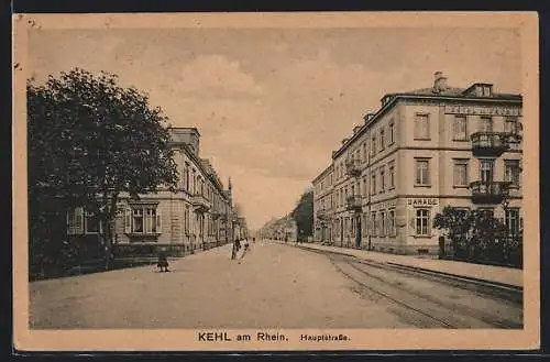 AK Kehl am Rhein, Blick über die Hauptstrasse