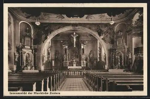 AK Zeutern, Innenansicht der Pfarrkirche