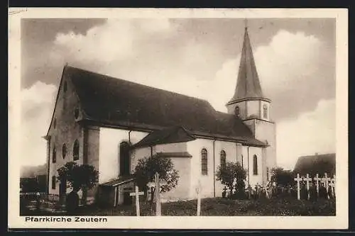 AK Zeutern, Pfarrkirche mit Friedhof