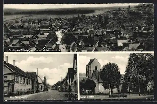 AK Bötzingen /Kaiserstuhl, Strassenpartie und Kirchpartie