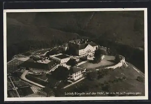 AK Schliengen, Schloss Bürgeln auf der Höh` vom Flugzeug aus
