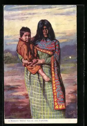Künstler-AK A Mohave Indian Squaw and Papoose