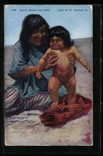 Künstler-AK Apache Mother and Child