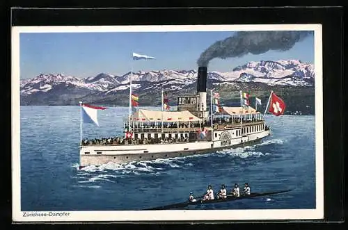 AK Dampfer Helvetia auf dem Zürichsee