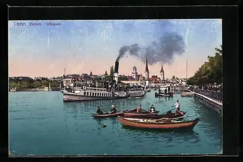 AK Zürich, Dampfer Speer am Utoquai